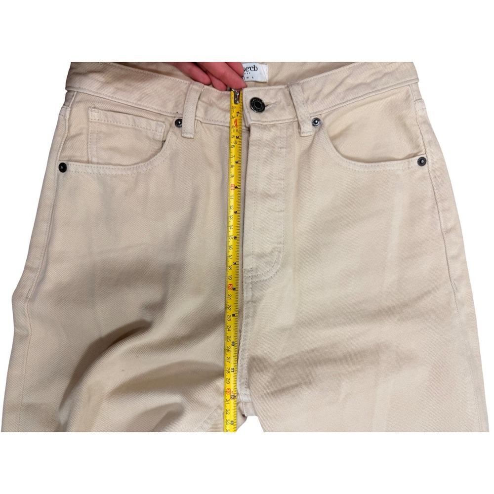 House of CB Yara Beige High Waisted Wide Leg Button Fly Cotton Jeans Small - Picture 9 of 10